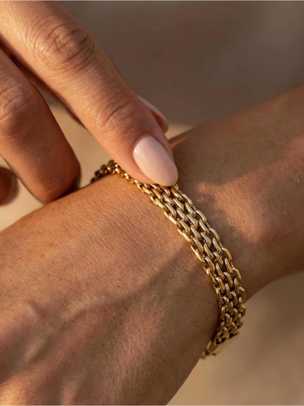 Stainless Steel Gold Plated Chain Bracelet 18K Look Waterproof